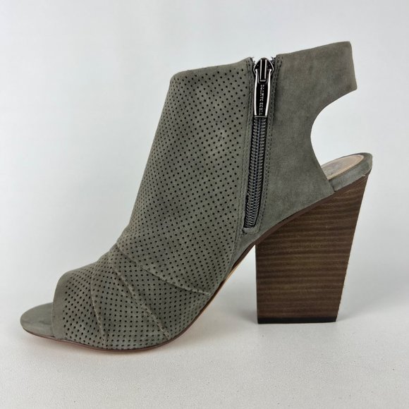 Vince Camuto Womens Kentvi Gray Suede Peep Toe Sandal Bootie Block Heel size 10 - Picture 7 of 16